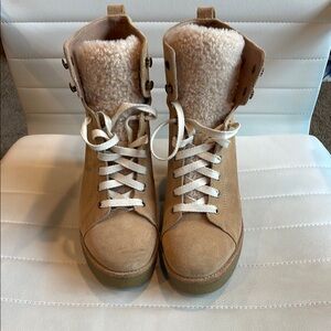Women's Tan Lace-Up Boots